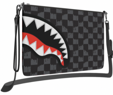 Sprayground Drip Check Shark Crossover Clutch W/ Shoulder Strap